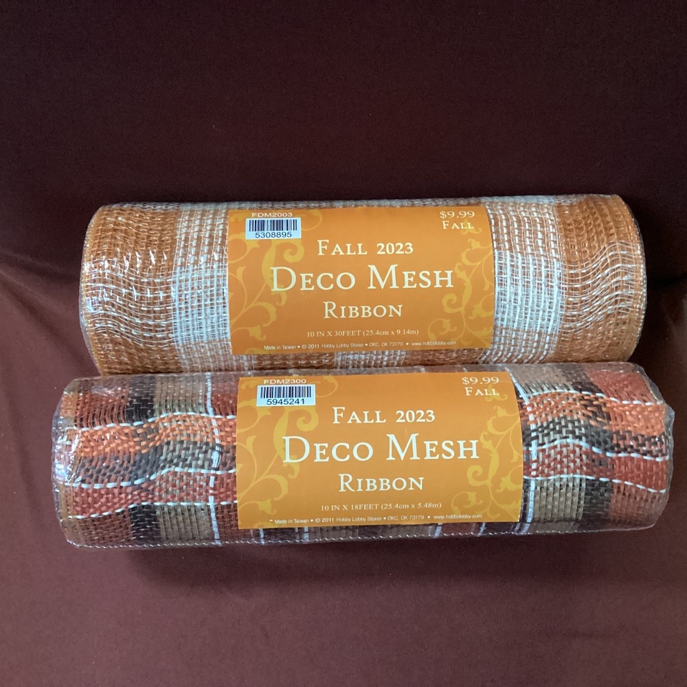 Fall 2023 Deco Mesh Ribbon New 10” x 30 ft and 10” x 18 ft